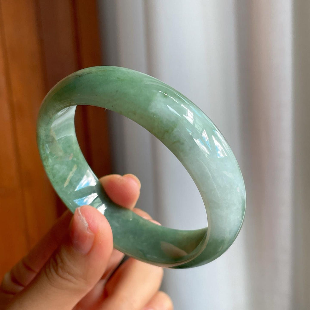 糯冰湖水绿翡翠平安镯（58.8mm）（yc215233）