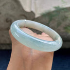 大圈口    细糯种飘花飘黄翡正圈平安镯58.5圈     天然缅甸A货翡翠（yc424778）