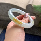 细糯种飘黄翡圆条手镯（53.7mm）（yc297182）