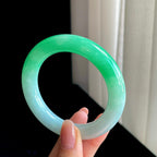 糯冰带色翡翠圆条手镯（54mm）（yc342185）