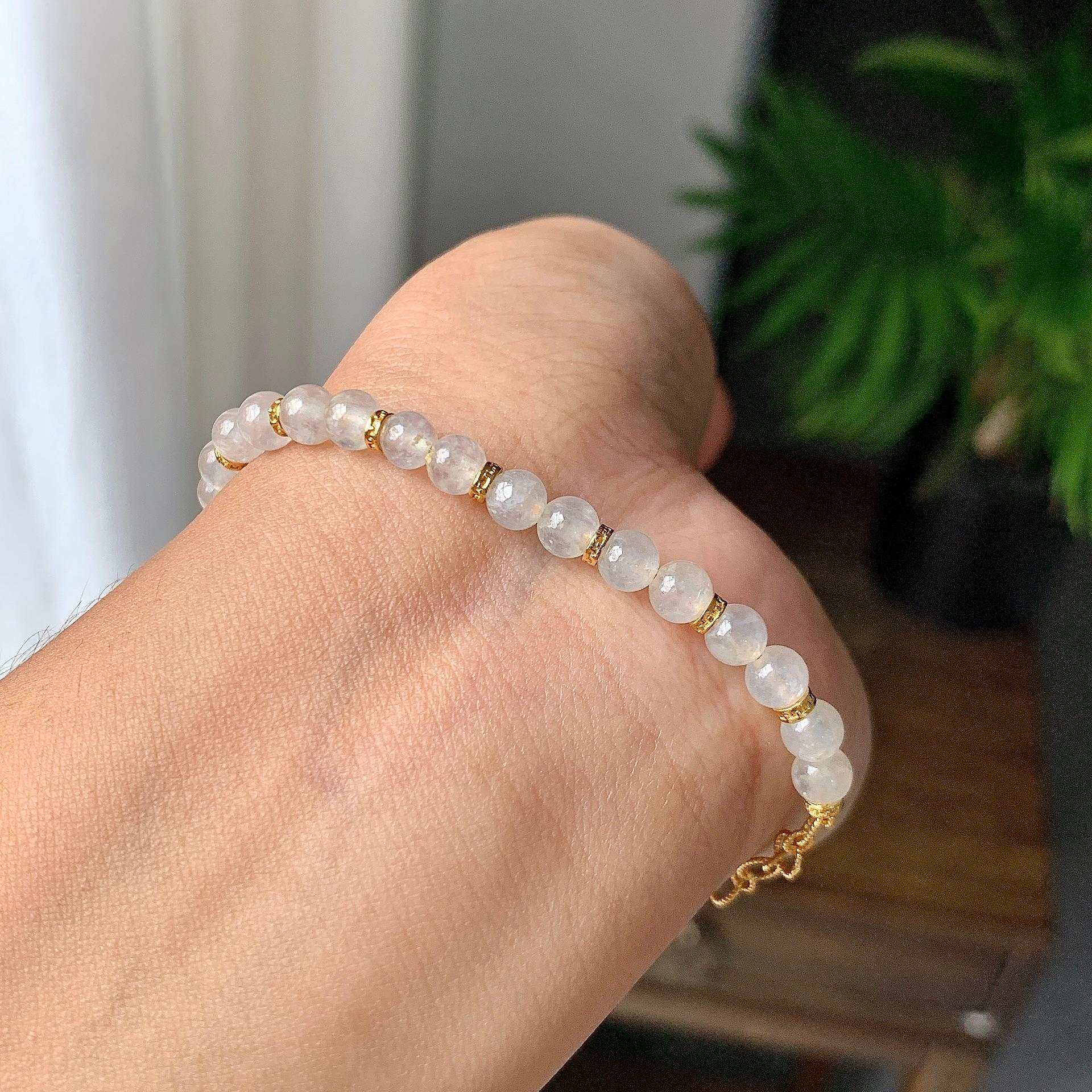 镀金镶细糯种无色手链（yc220688）