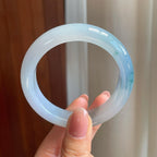 冰种飘花翡翠平安镯（53.2mm)（yc329483）