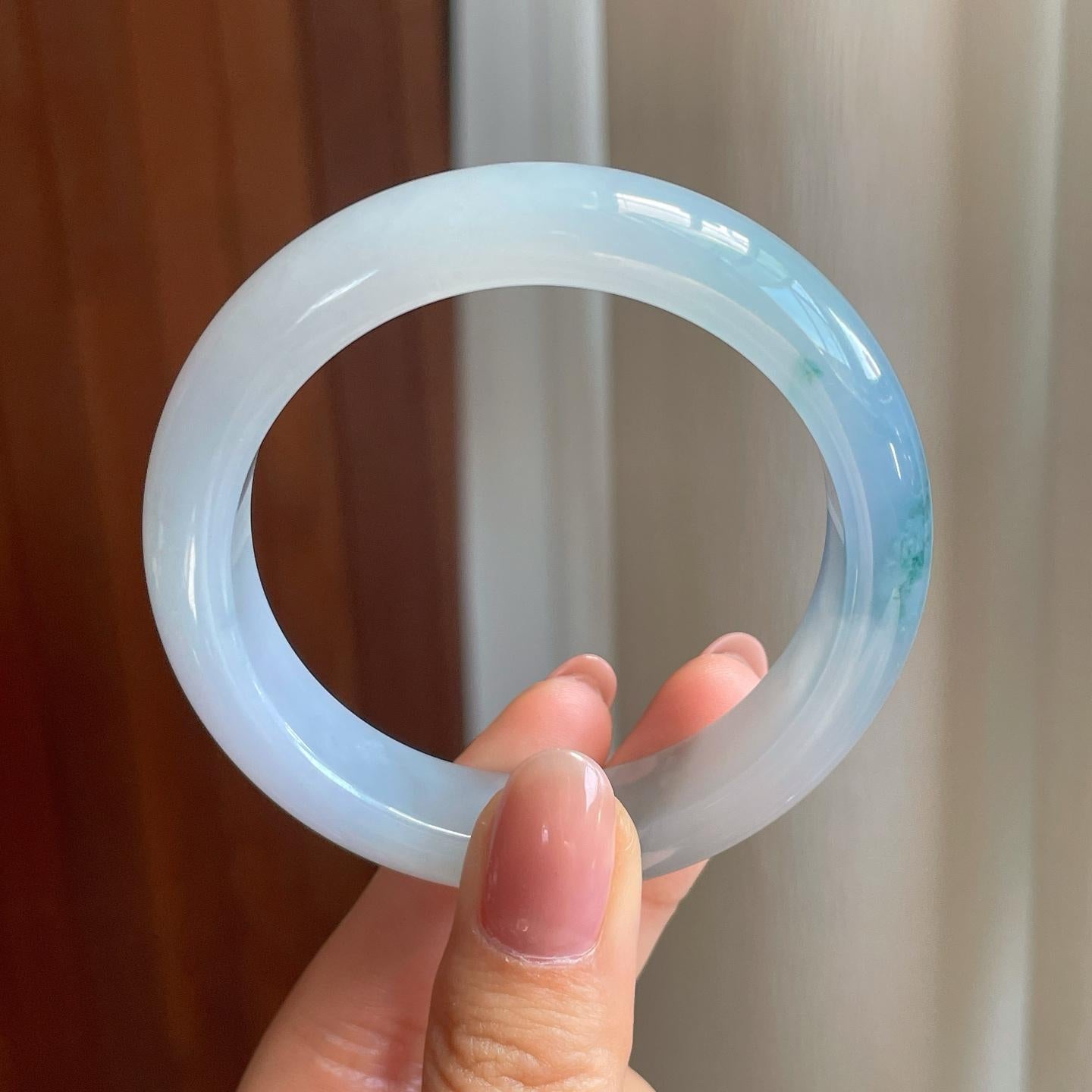 冰种飘花翡翠平安镯（53.2mm)（yc329483）
