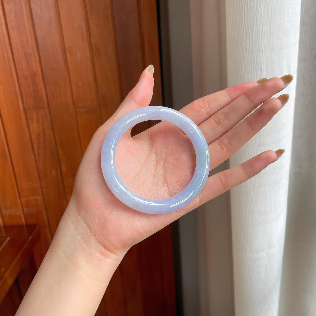 糯冰紫罗兰翡翠圆条手镯（55.5mm)（yc423142）
