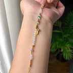18K金镶糯冰种多彩小米珠手链（yc207249）