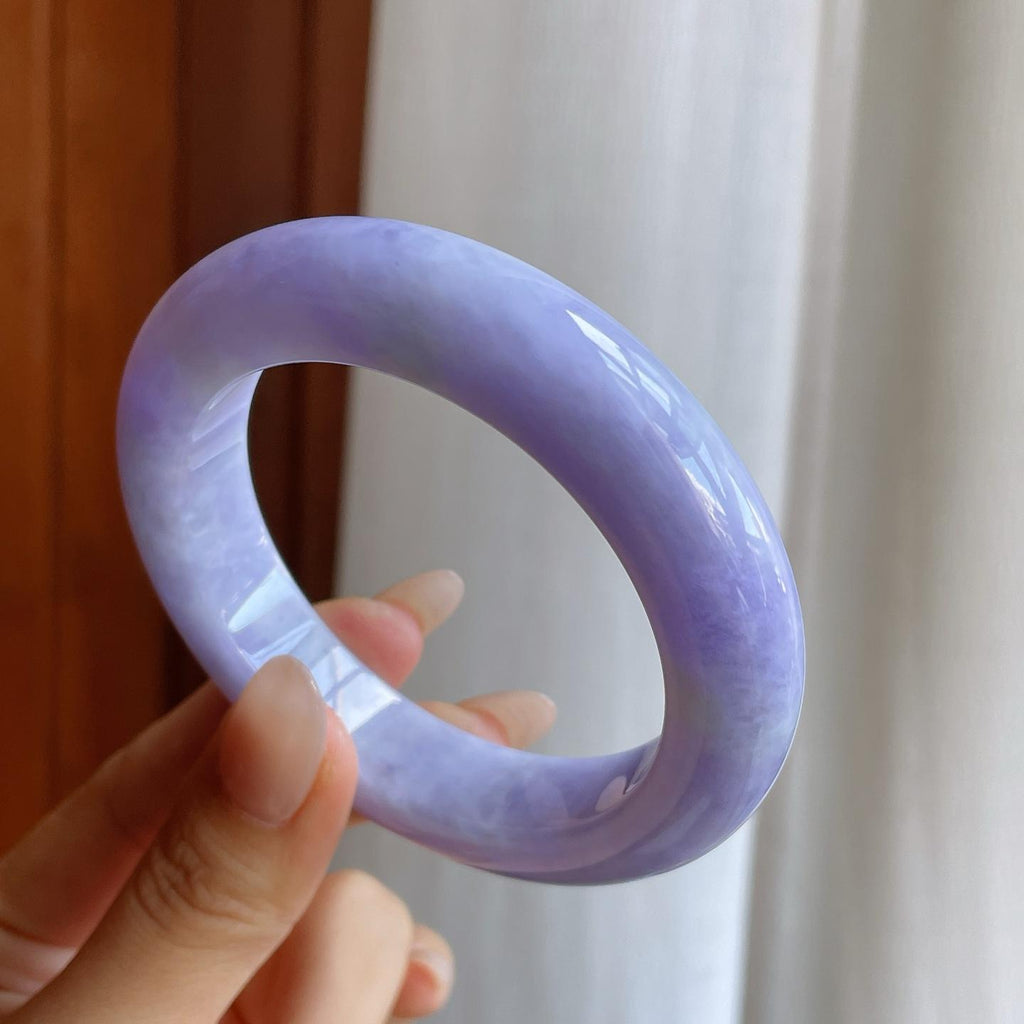 糯种紫罗兰翡翠平安镯（58.3mm）（yc242098）