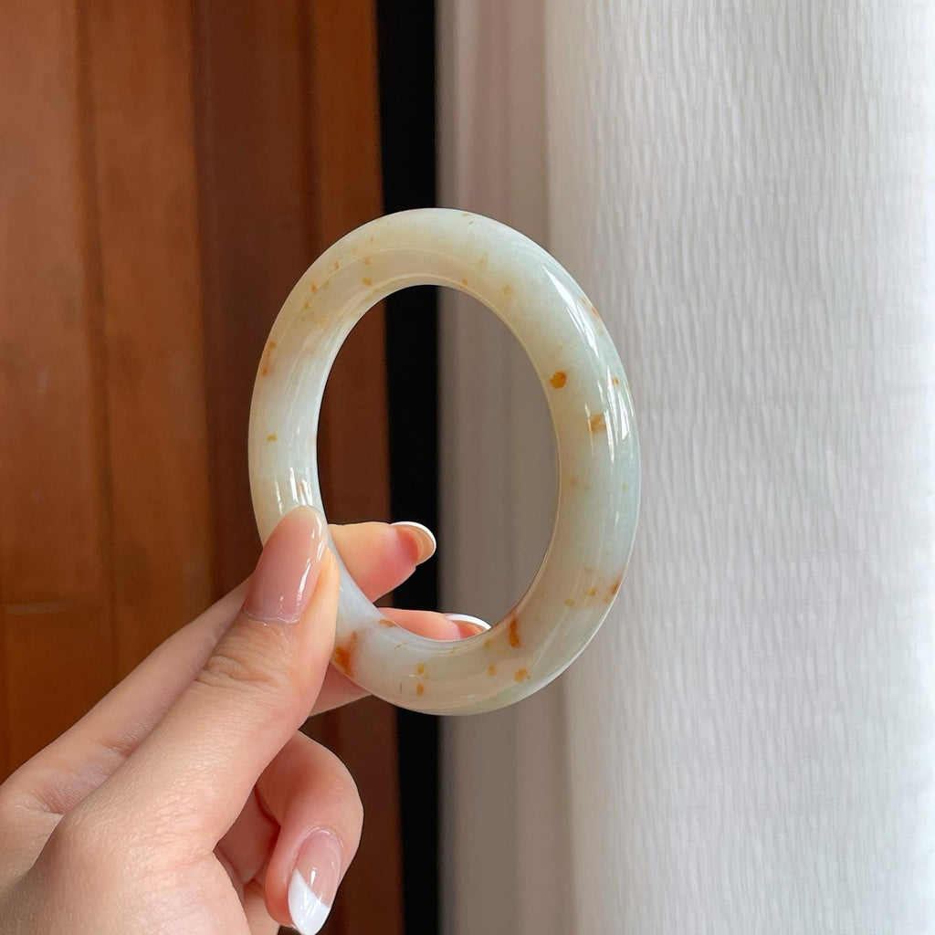 糯冰洒金翡翠圆条手镯（53.6mm)（yc373887）