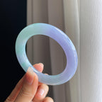 糯冰春带彩翡翠圆条手镯（54mm)（yc322784）