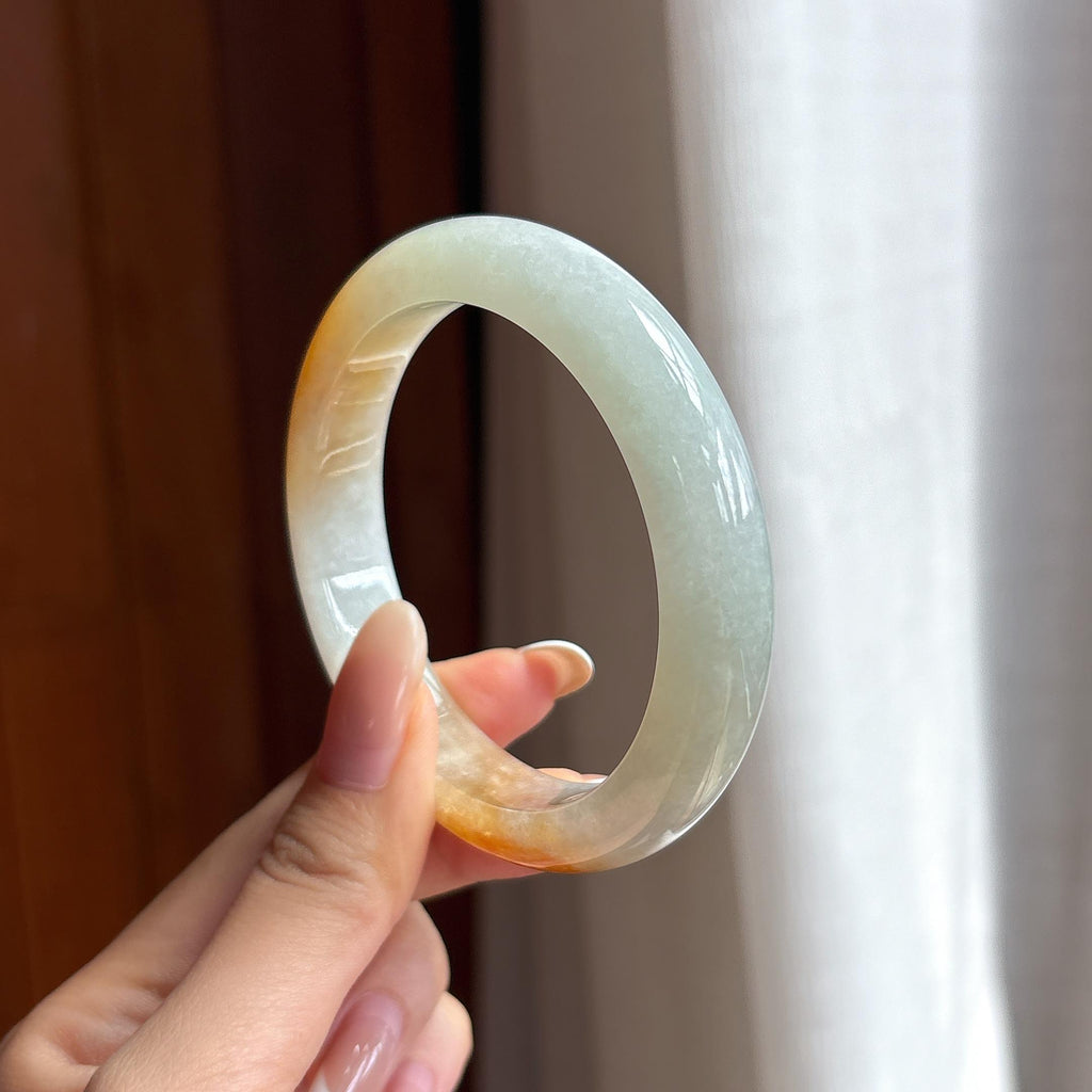 糯冰黄翡翡翠平安镯（57mm)（yc411300）