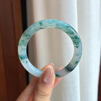 冰种飘花翡翠圆条手镯 50圈（yc436795）