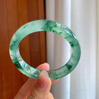 冰玻种飘花翡翠平安镯（56mm）（yc318593）
