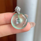 18k金镶冰种飘花翡翠平安扣（yc244886）