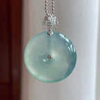 18k金扣蓝晴底翡翠平安扣（yc247159）