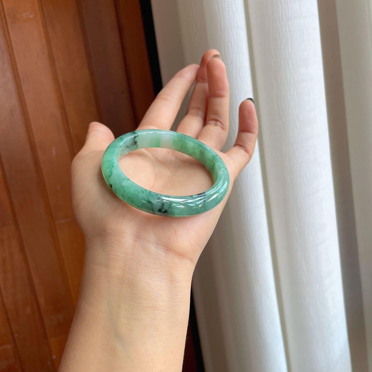 糯种翡翠特色平安镯（52mm）（yc284566）