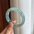 糯冰蓝晴飘花翡翠平安镯（55.8mm)（yc424280）