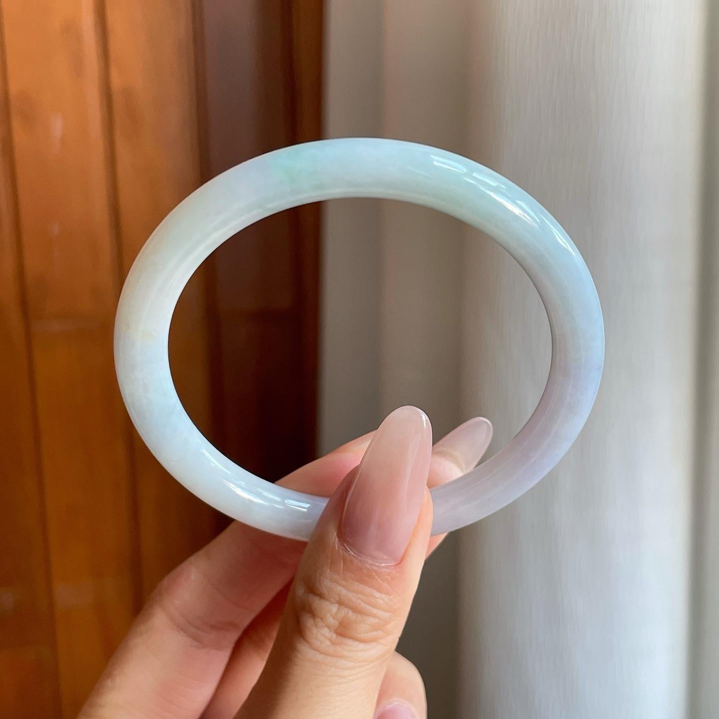 细糯冰飘花翡翠美人条手镯（55.8mm）（yc277415）