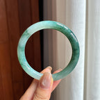 糯冰飘花翡翠圆条手镯 54圈（yc435386）