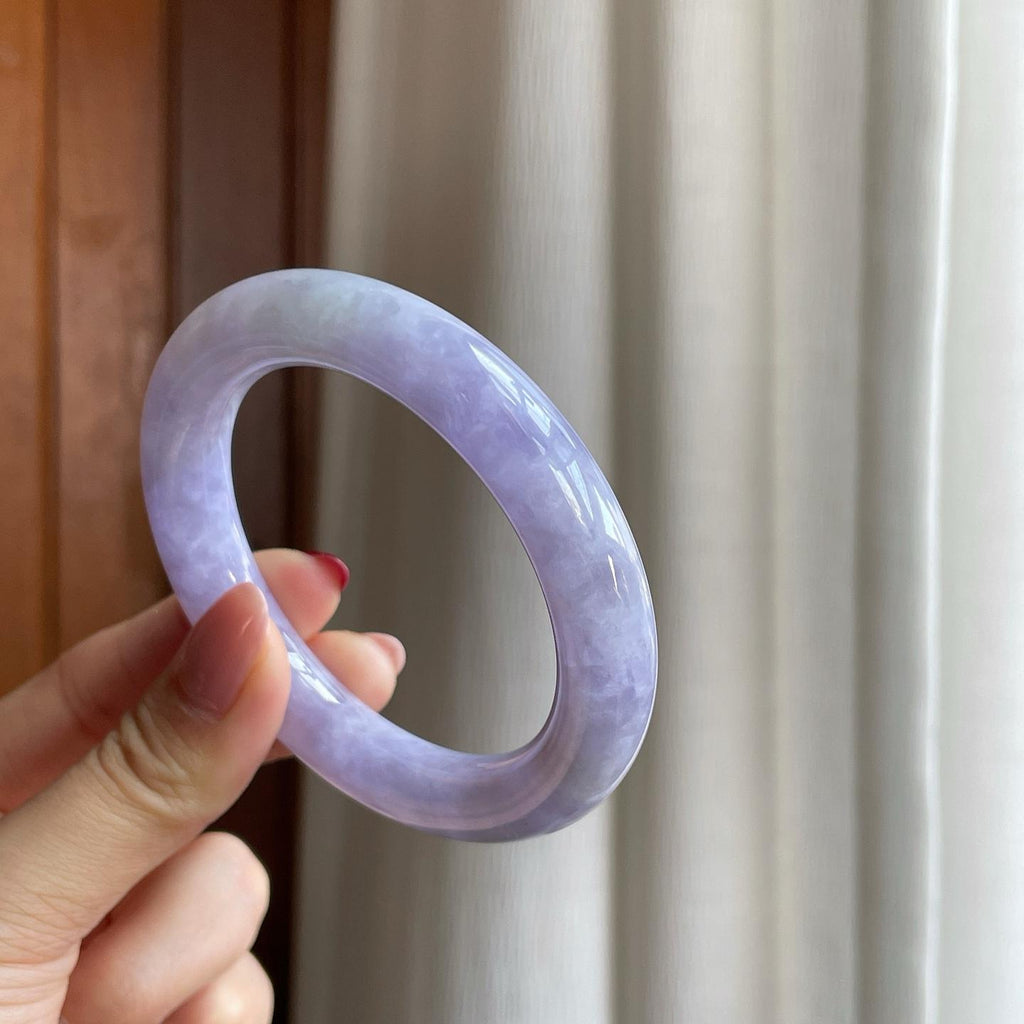 糯冰紫罗兰翡翠圆条手镯（54.6mm）（yc302434）