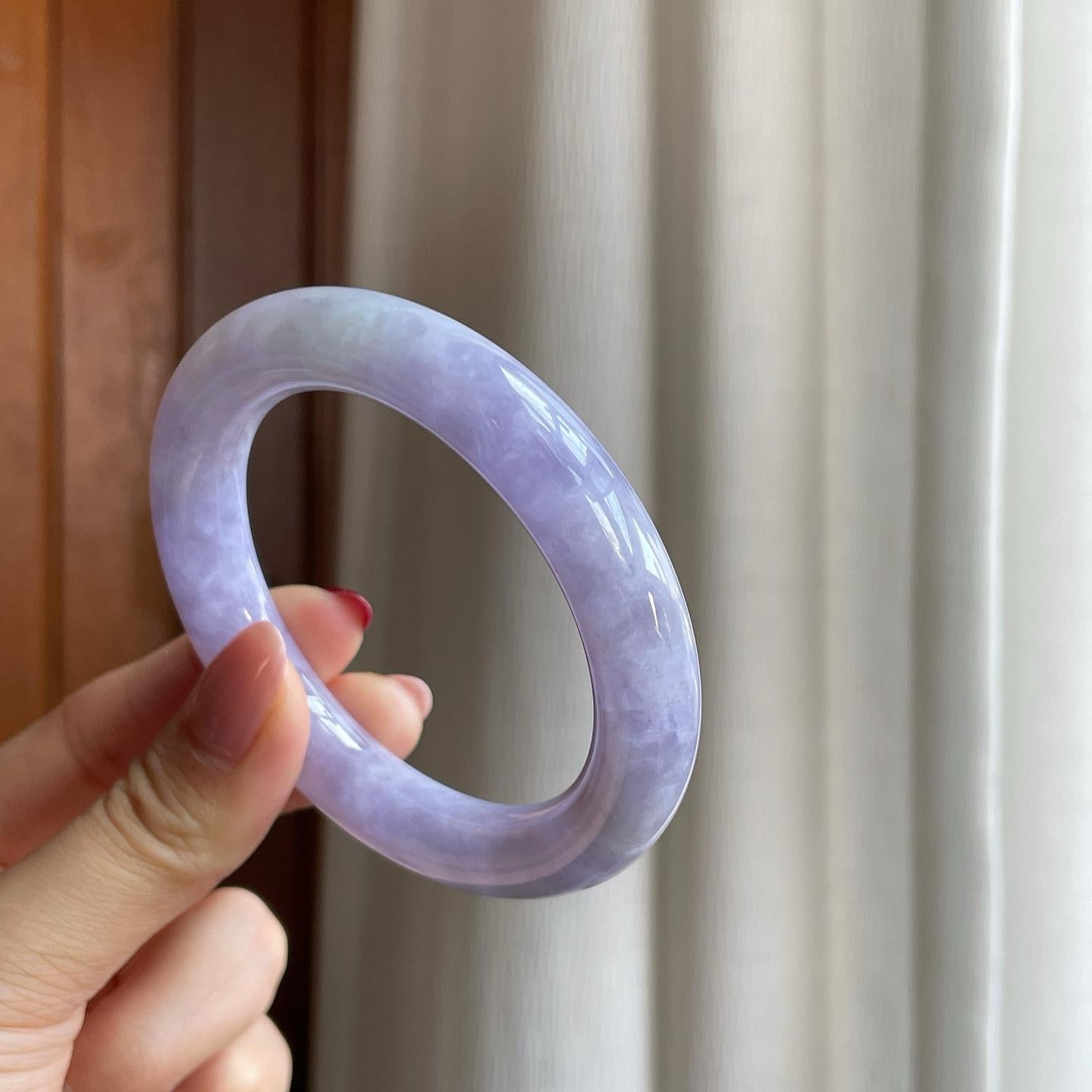 糯冰紫罗兰翡翠圆条手镯（54.6mm）（yc302434）