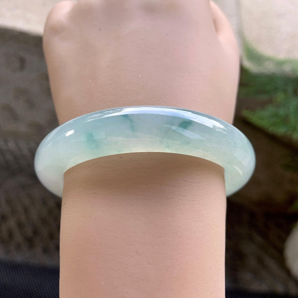 糯冰种飘花平安镯（55.3mm）（yc255596）