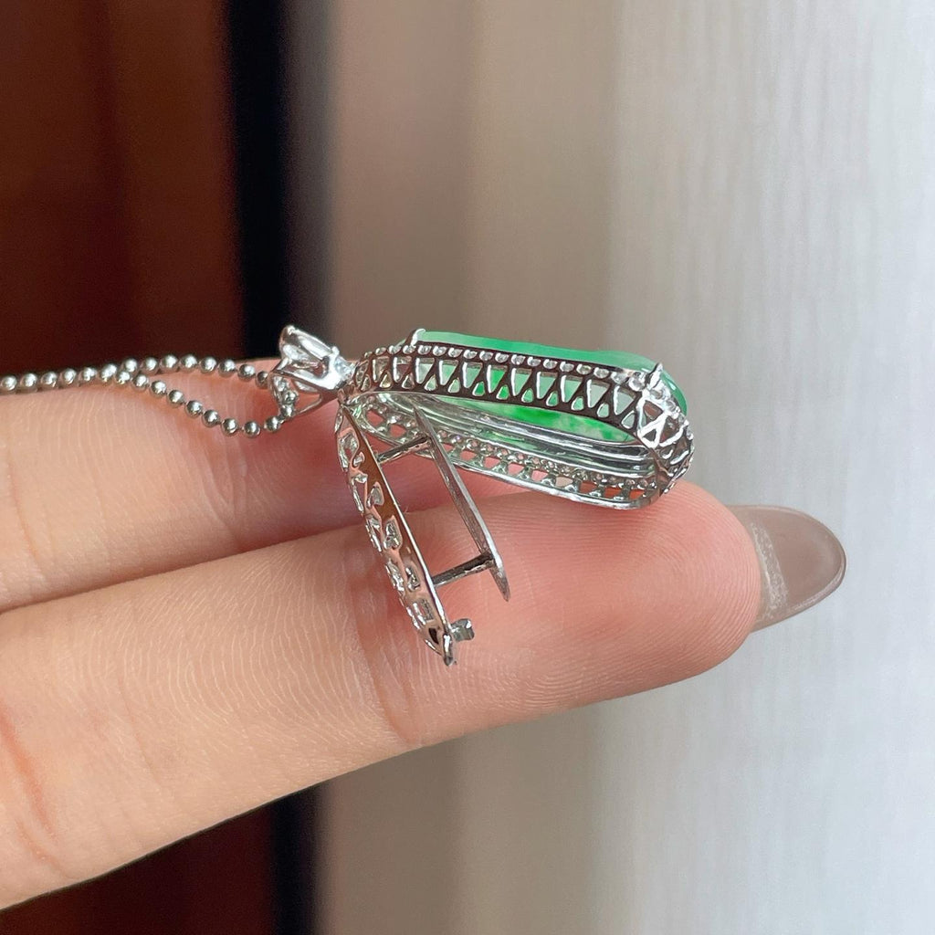 18k金镶冰种飘绿花翡翠豆子（yc241871）