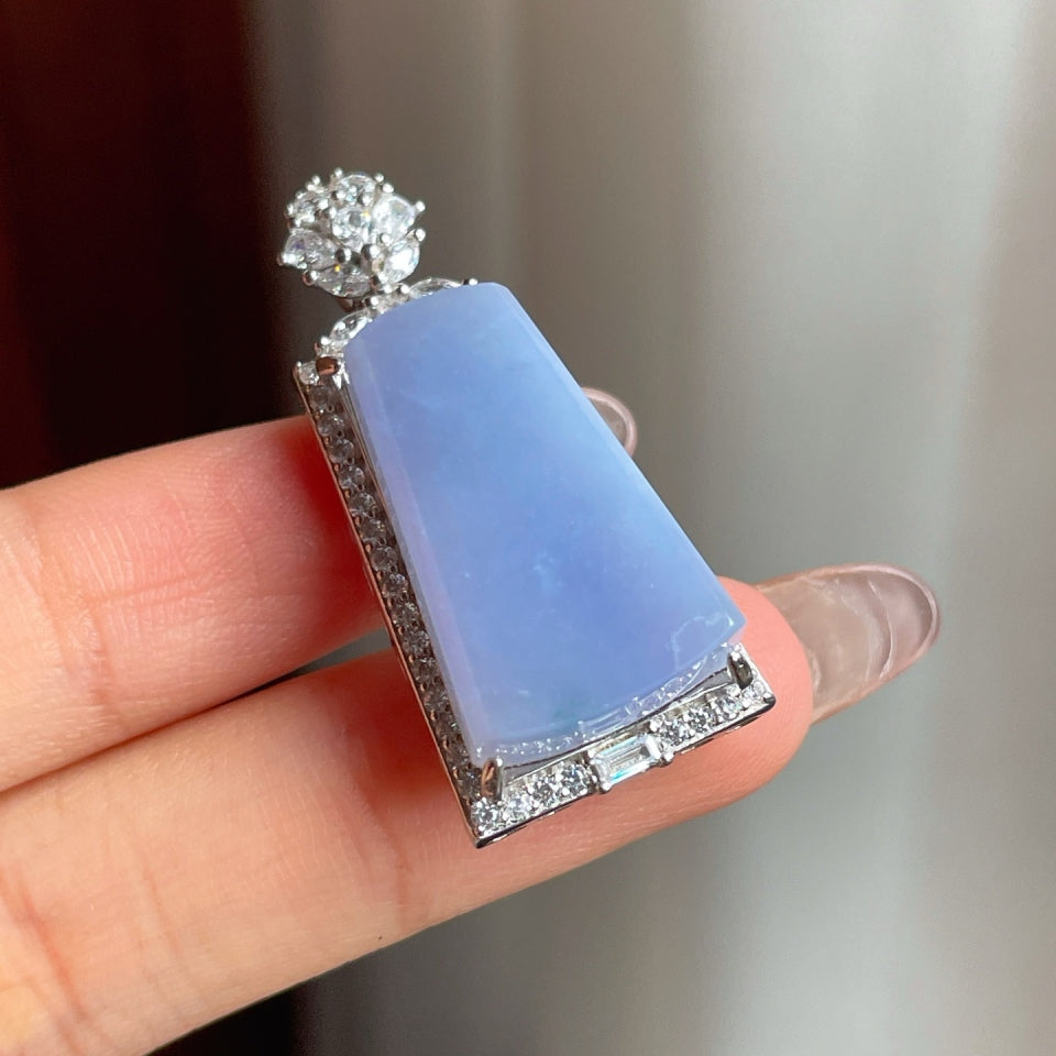 S925银镶冰种紫罗兰翡翠无事牌挂件（yc175933）