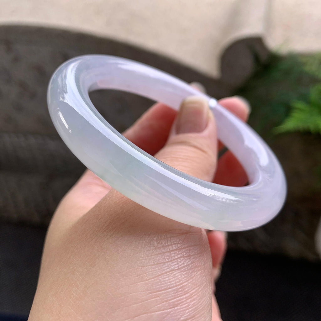 糯冰种淡春彩圆条手镯（57.6mm）（yc272117）