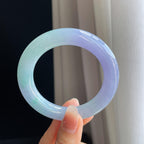 糯冰春带彩翡翠圆条手镯（54mm)（yc322784）