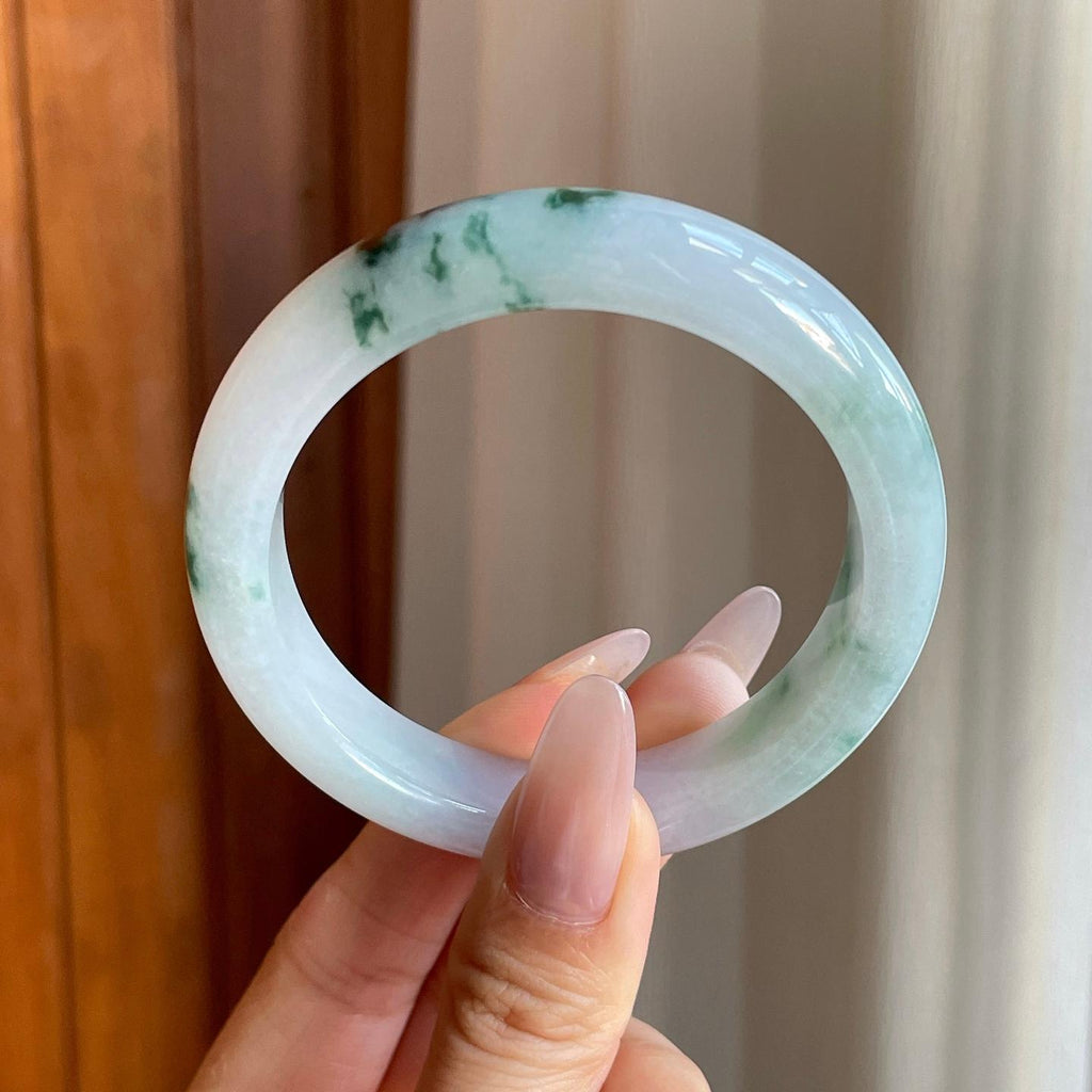 糯冰飘花翡翠平安镯（54.2mm）（yc277406）