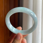 糯种带色翡翠平安镯（57.5mm）（yc221959）