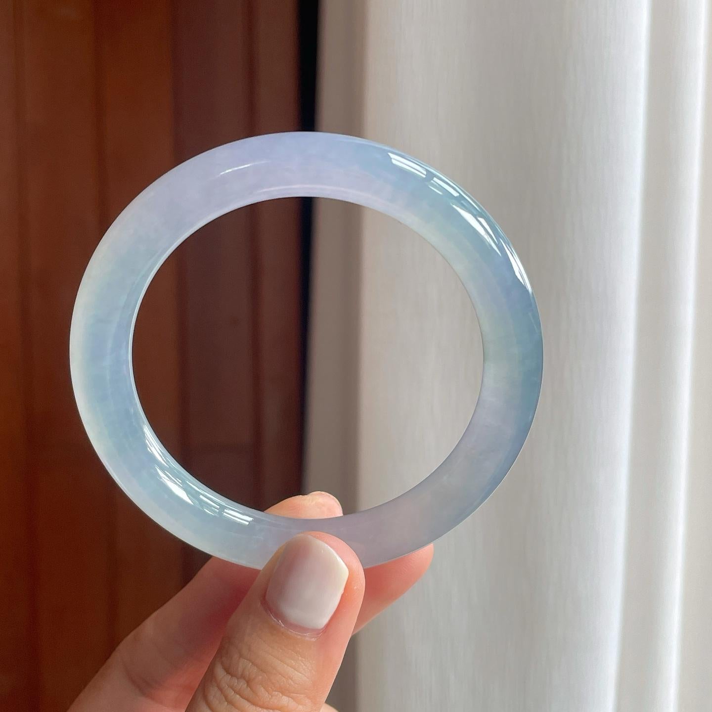 冰种紫罗兰翡翠圆条手镯（56.3mm）（yc249152）