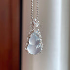 18k金镶冰玻种无色翡翠葫芦（yc244875）