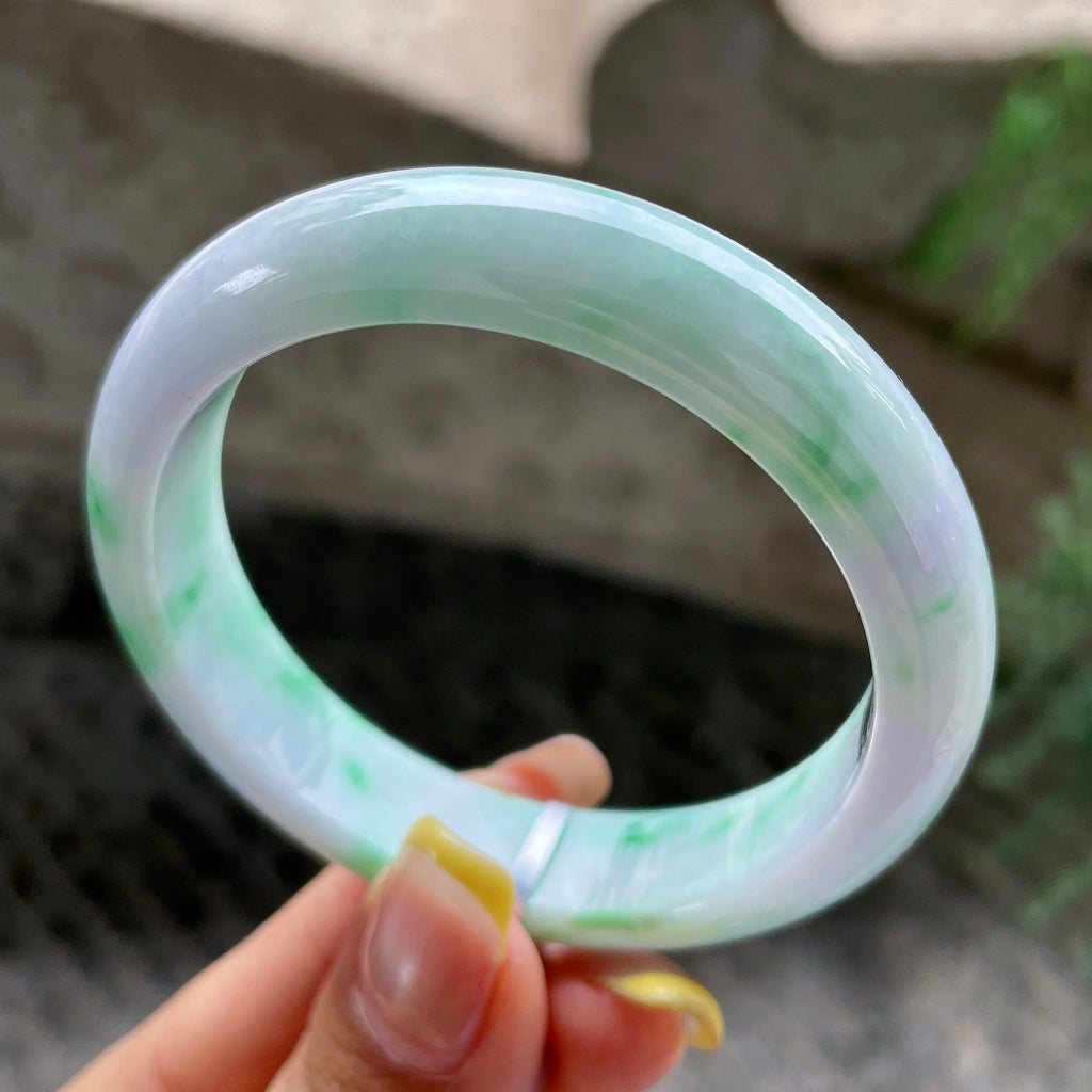 小圈口          细糯种飘绿正圈平安镯53圈          天然缅甸A货翡翠（yc392748）