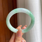 糯冰带色翡翠平安镯（56.8mm)（yc370293）