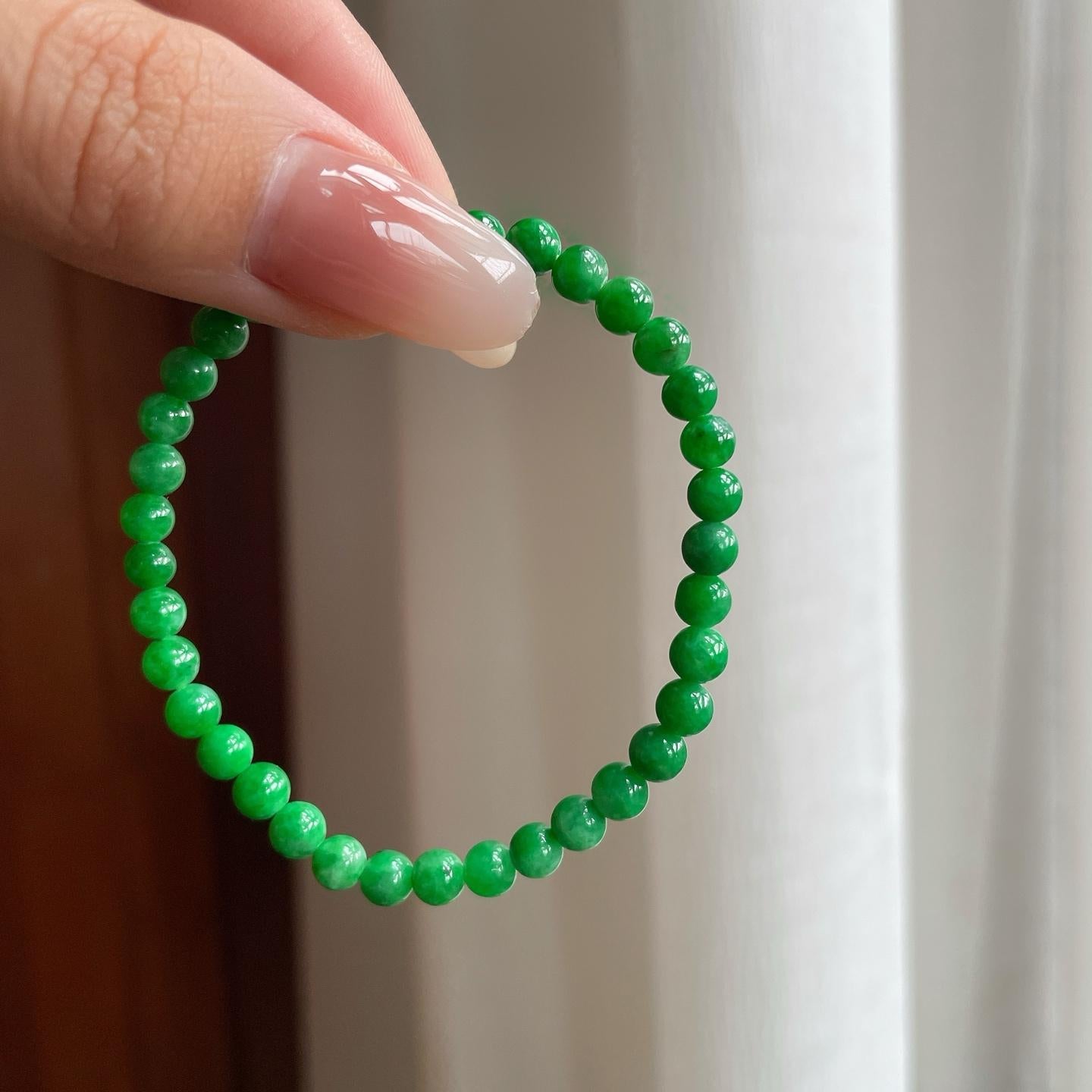 糯种满绿翡翠珠串手串（yc263540）