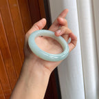 细糯冰淡底色翡翠平安镯（60mm）（yc221945）