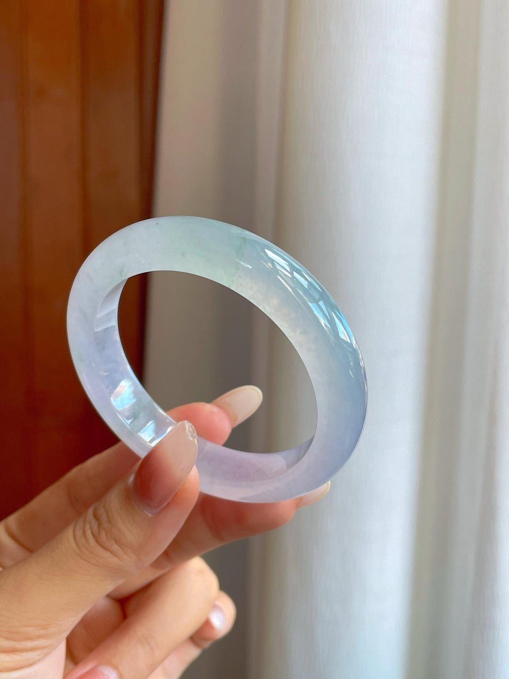 冰种飘花翡翠平安镯（52.8mm）（yc268252）