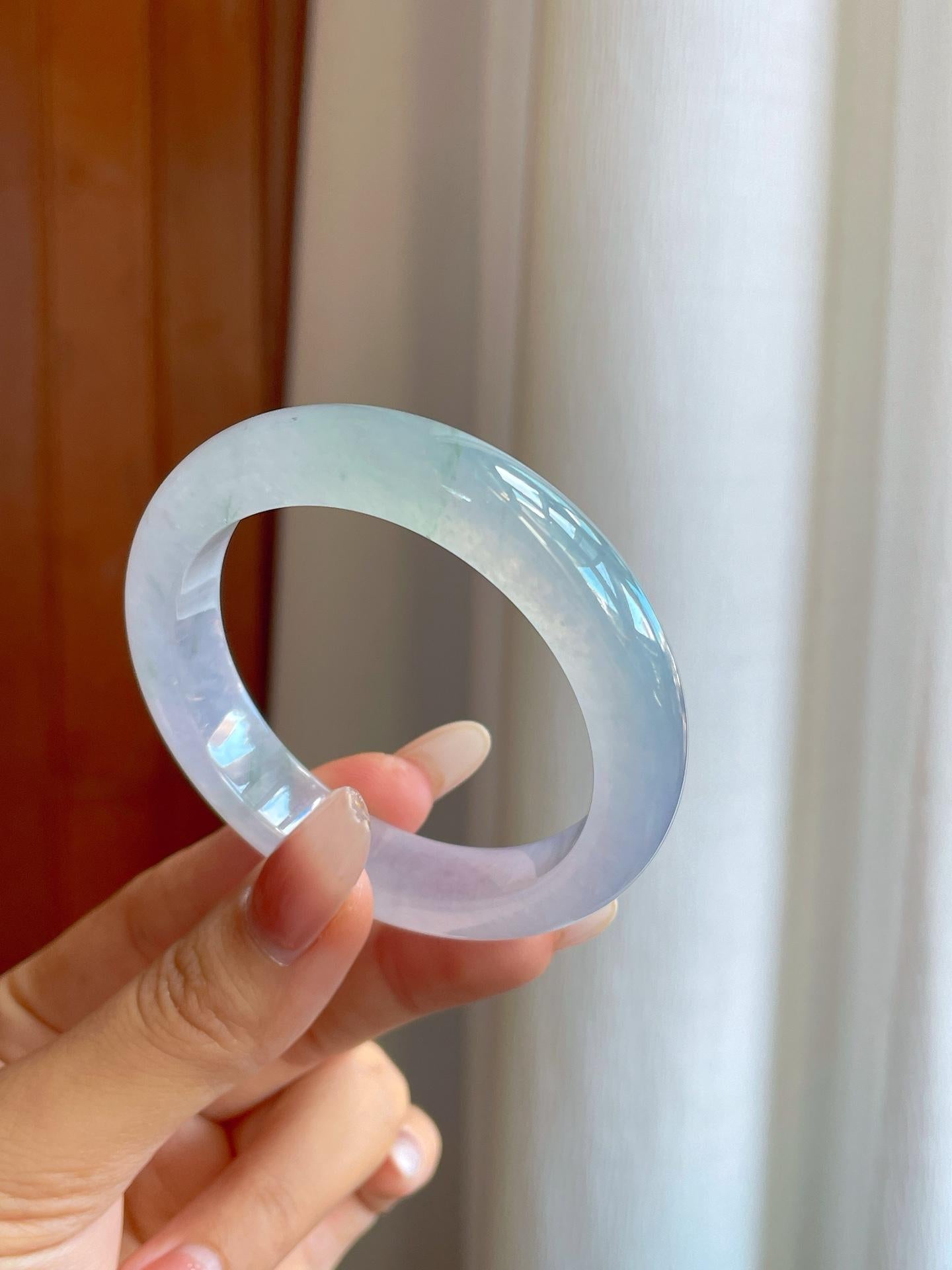 冰种飘花翡翠平安镯（52.8mm）（yc268252）