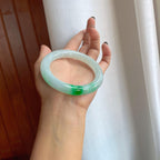 糯冰带色翡翠圆条手镯（58mm）（yc283274）
