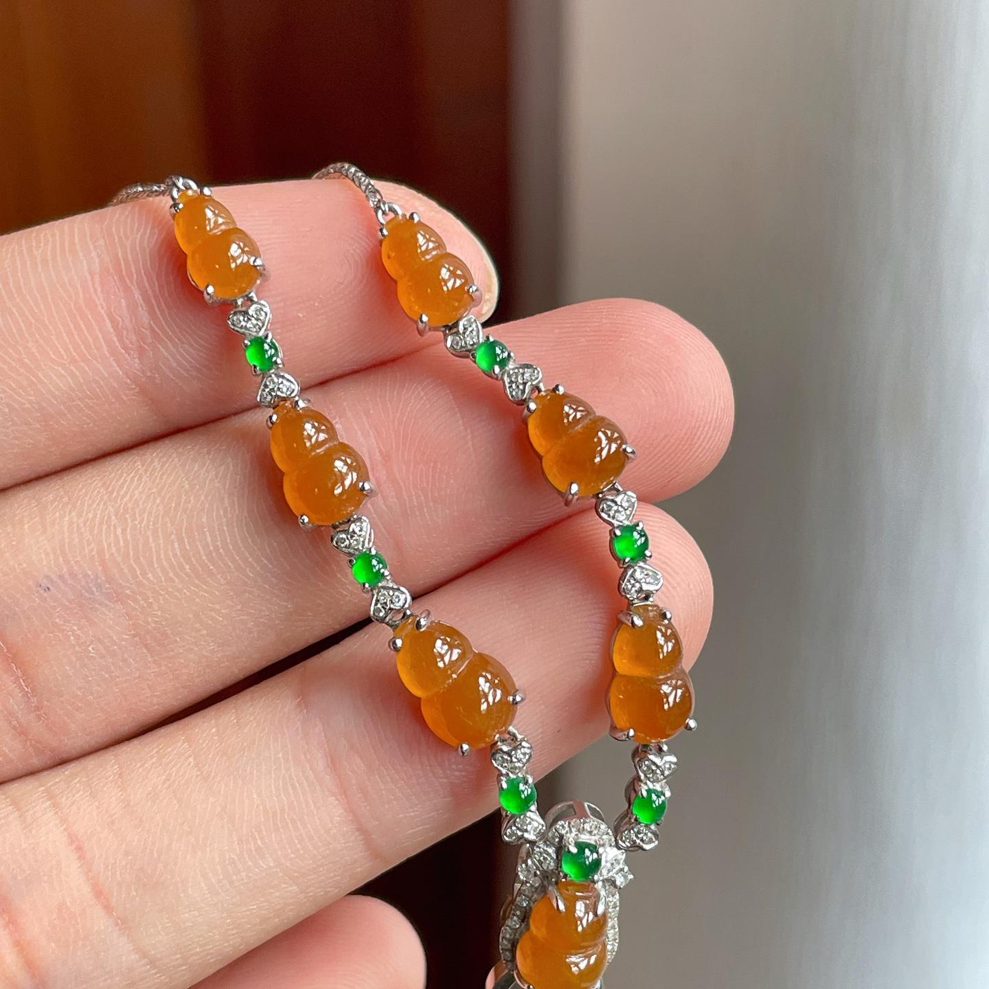 18k金钻镶冰镶黄翡翡翠万能扣（yc257273）