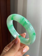 糯冰种飘色平安镯（54mm）