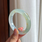 冰种飘黄翡翠平安镯（54mm)（yc423143）