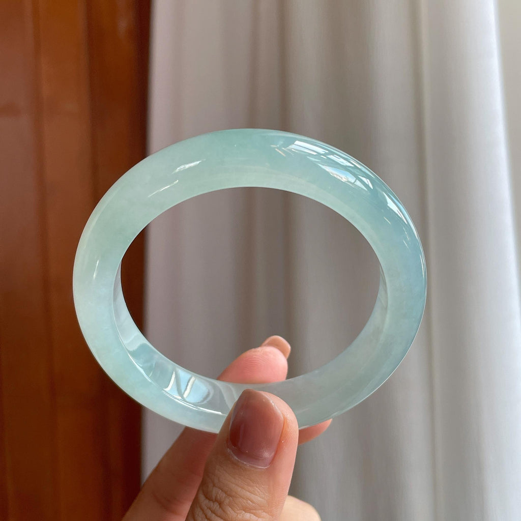 冰种淡晴底翡翠平安镯（57mm）（yc286205）