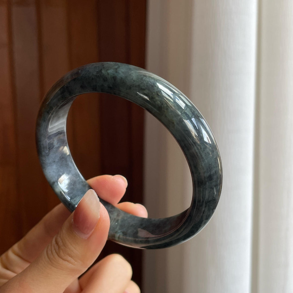 糯冰乌鸡翡翠平安镯（63mm）（yc318681）