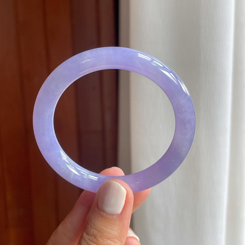 糯冰紫罗兰翡翠圆条手镯（52.6mm）（yc249153）