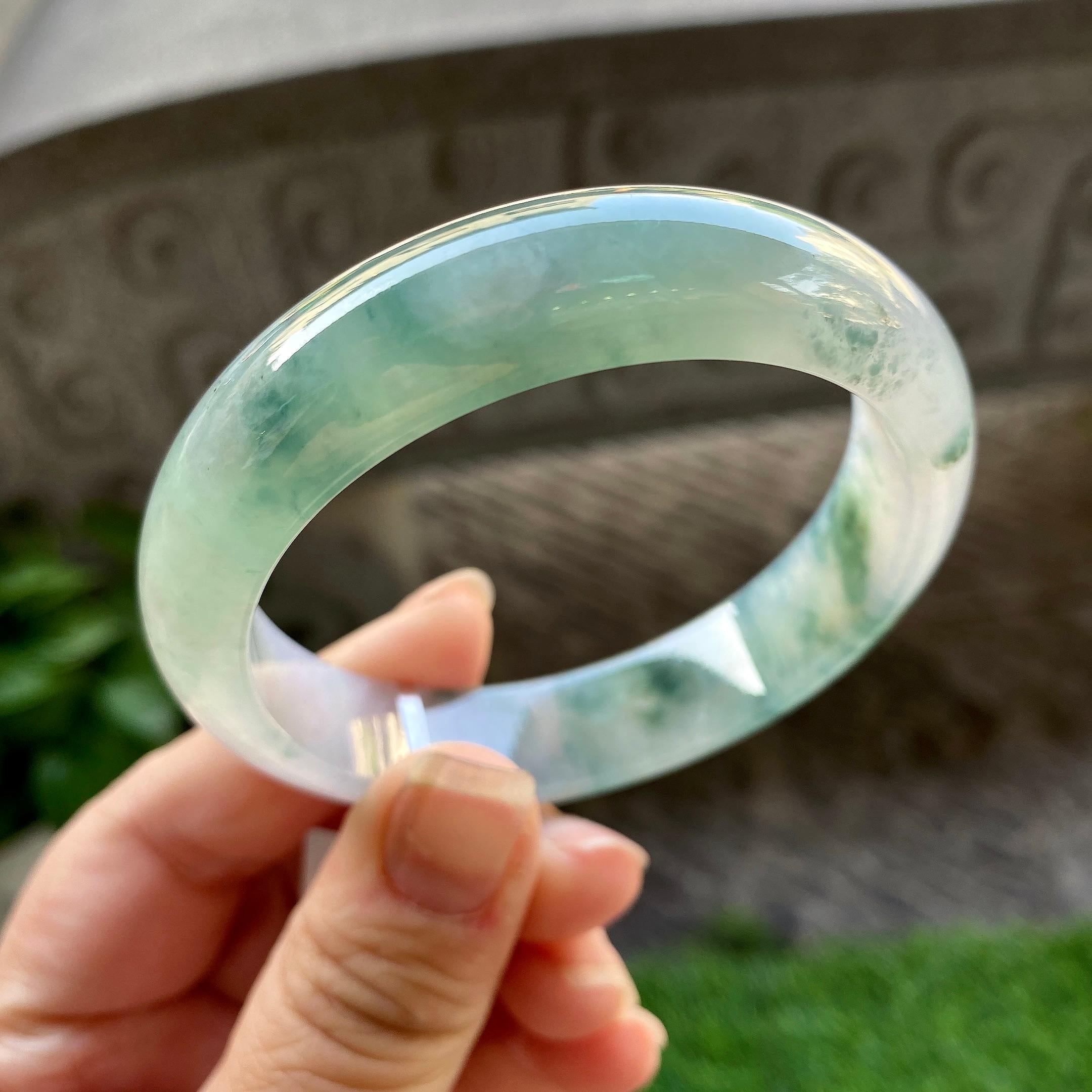 糯冰种飘花平安镯（55.8mm）（yc304782）