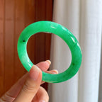 糯冰满绿翡翠圆条手镯（57mm）（yc408403）