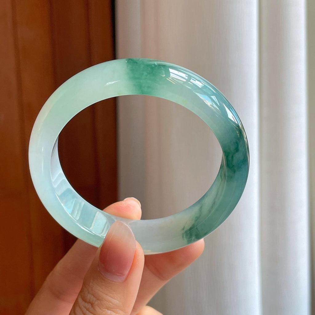 冰种飘花翡翠平安镯（56.7mm)（yc313032）