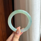 糯冰蓝晴翡翠圆条手镯 55圈（yc436762）