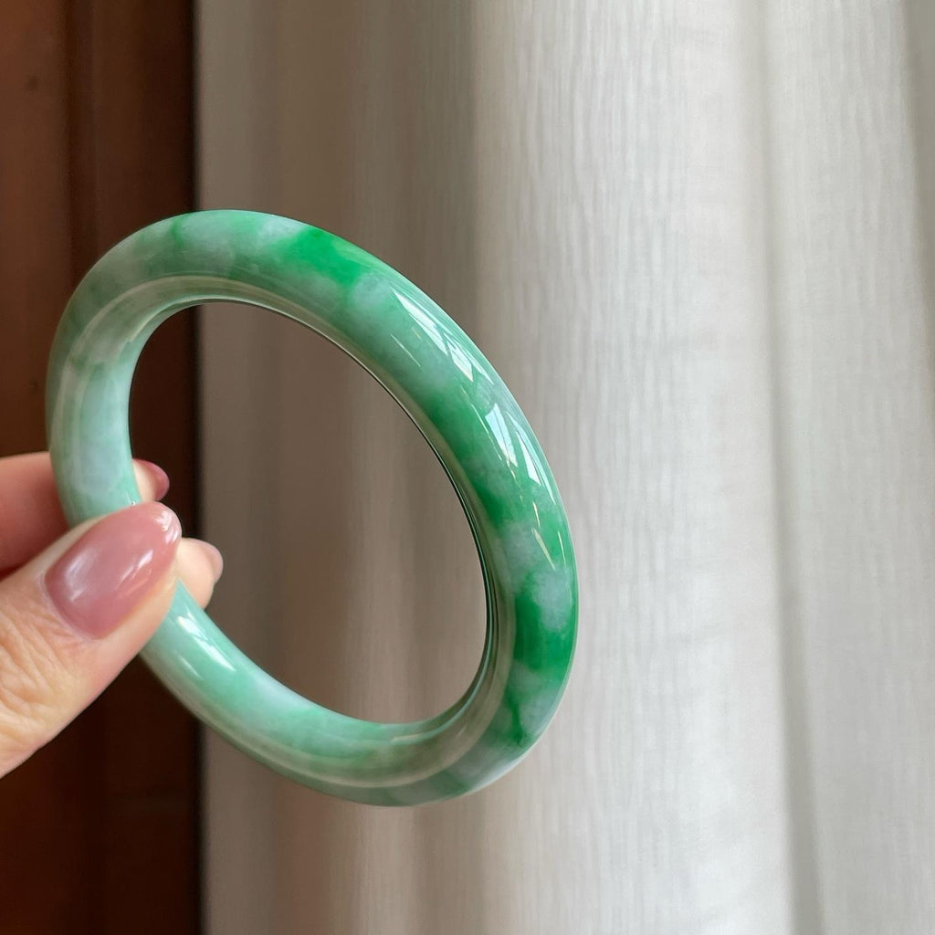 糯冰带底色翡翠美人条手镯（54.6mm）（yc295808）